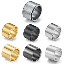 Men Women Wide Thumb Ring Stainless Steel Simple Plain Band Thick Finger Silver