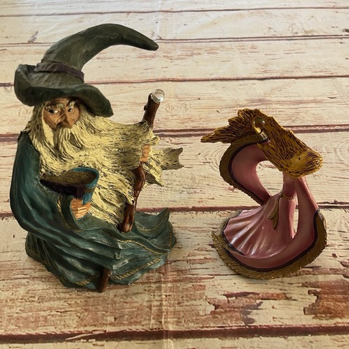Vintage 1988 Steve Tunturi Signed Wizard & Sorceress Figurines Lot of 2 Rare!