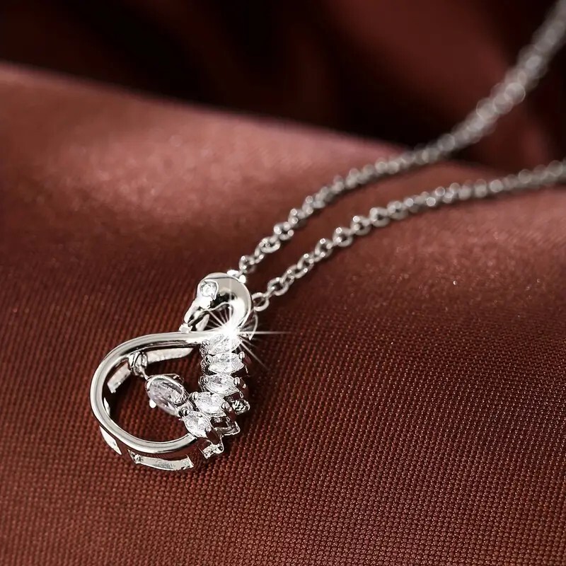 Elegant Design Swan Bestie Pendant Necklace - Silver Color