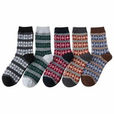5 Pairs Men Wool Cashmere Socks Retro Design Warm Thick Sports Casual Socks
