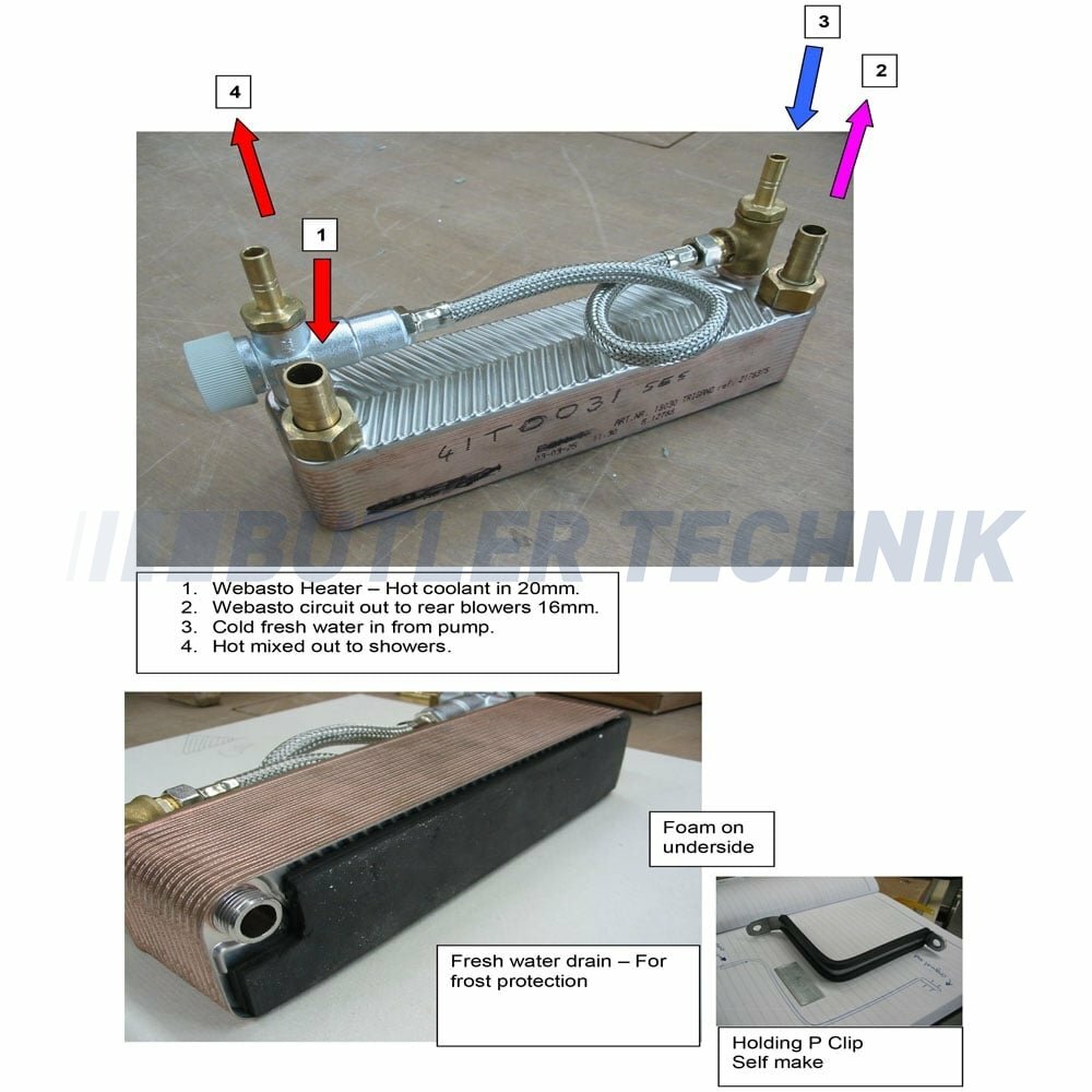 WEBASTO or EBERSPACHER Hot Water Heat Exchanger with Mixer Valve | 4111209A  | eBay