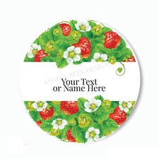 Personalized Strawberry Stickers Custom Text Favors Jam Preserves Envelope Seals