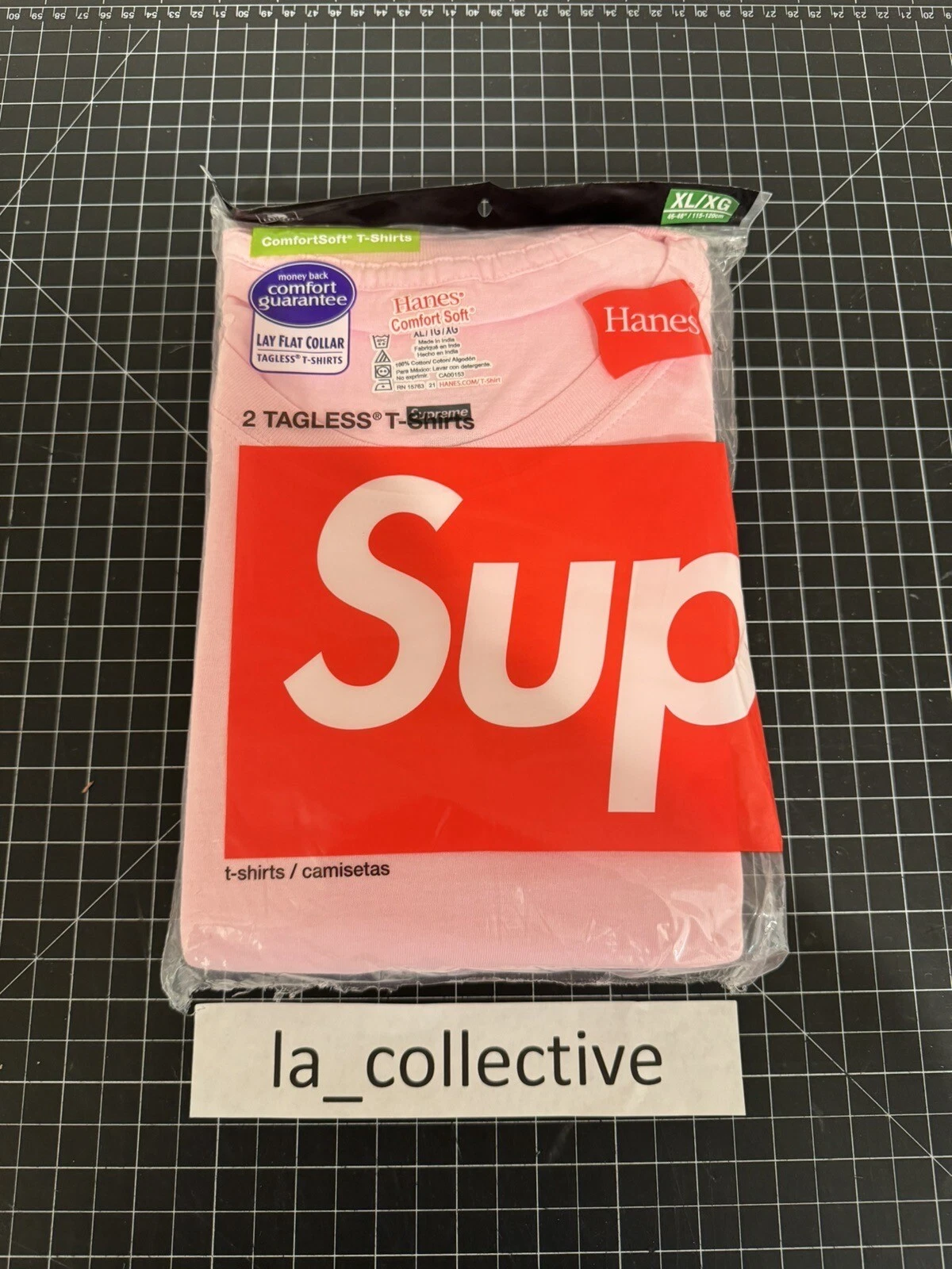 T shirts sans tag Supreme x Hanes   Pack de 2   Rose   T shirt à col crevette en coton XL FW21