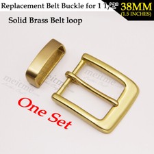 Heavy Brass Classic Center Bar Pin Belt Buckle for Leather Belt Fit 40mm Strap