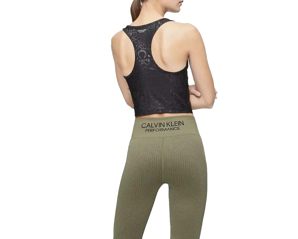 Camiseta sin mangas recortada con logotipo de Calvin Klein Performance, negra, mediana Foto 2 de 2