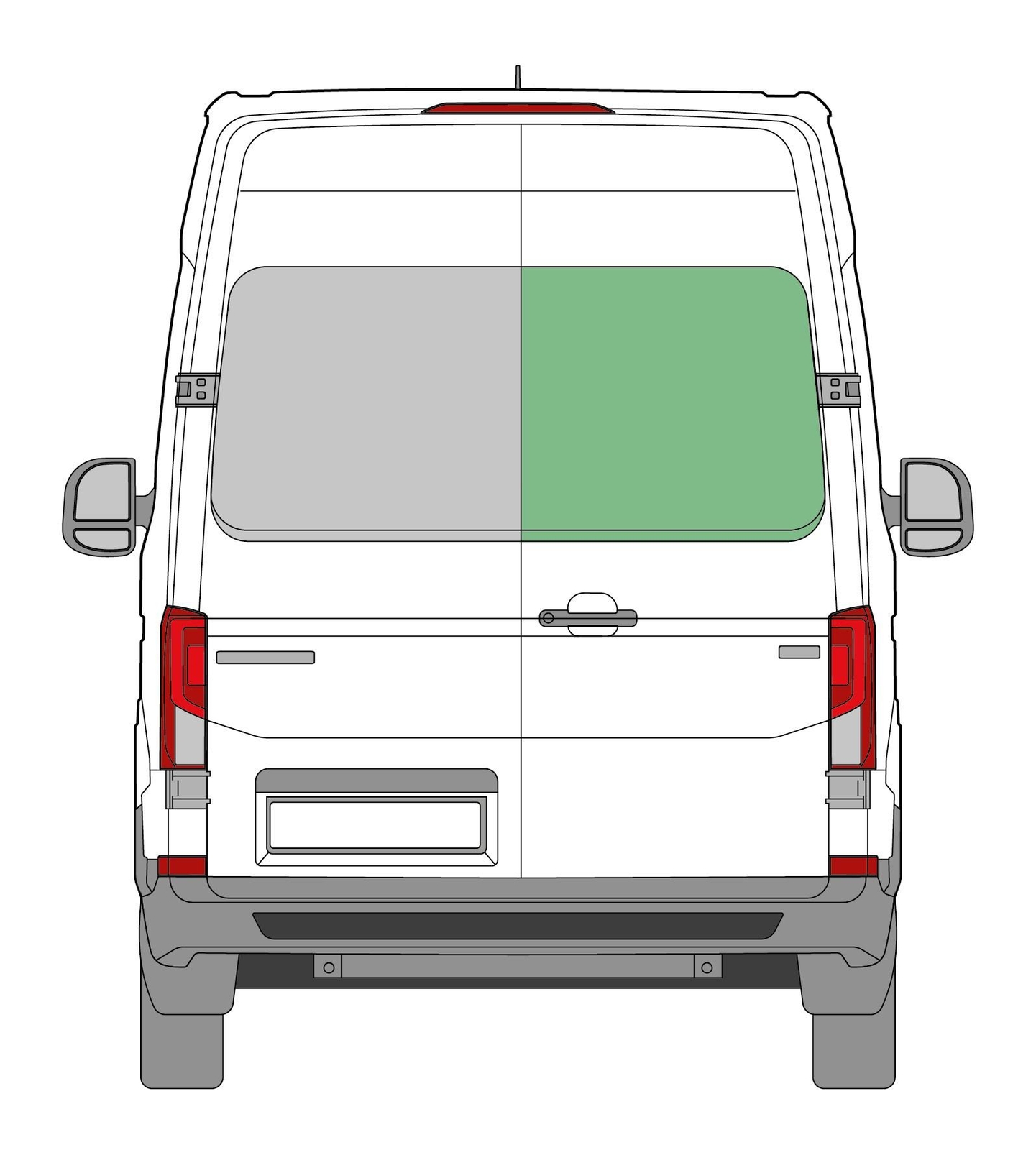 Offside Right Rear Barn Door Window Glass Vw Crafter 2018 On Dark Tint