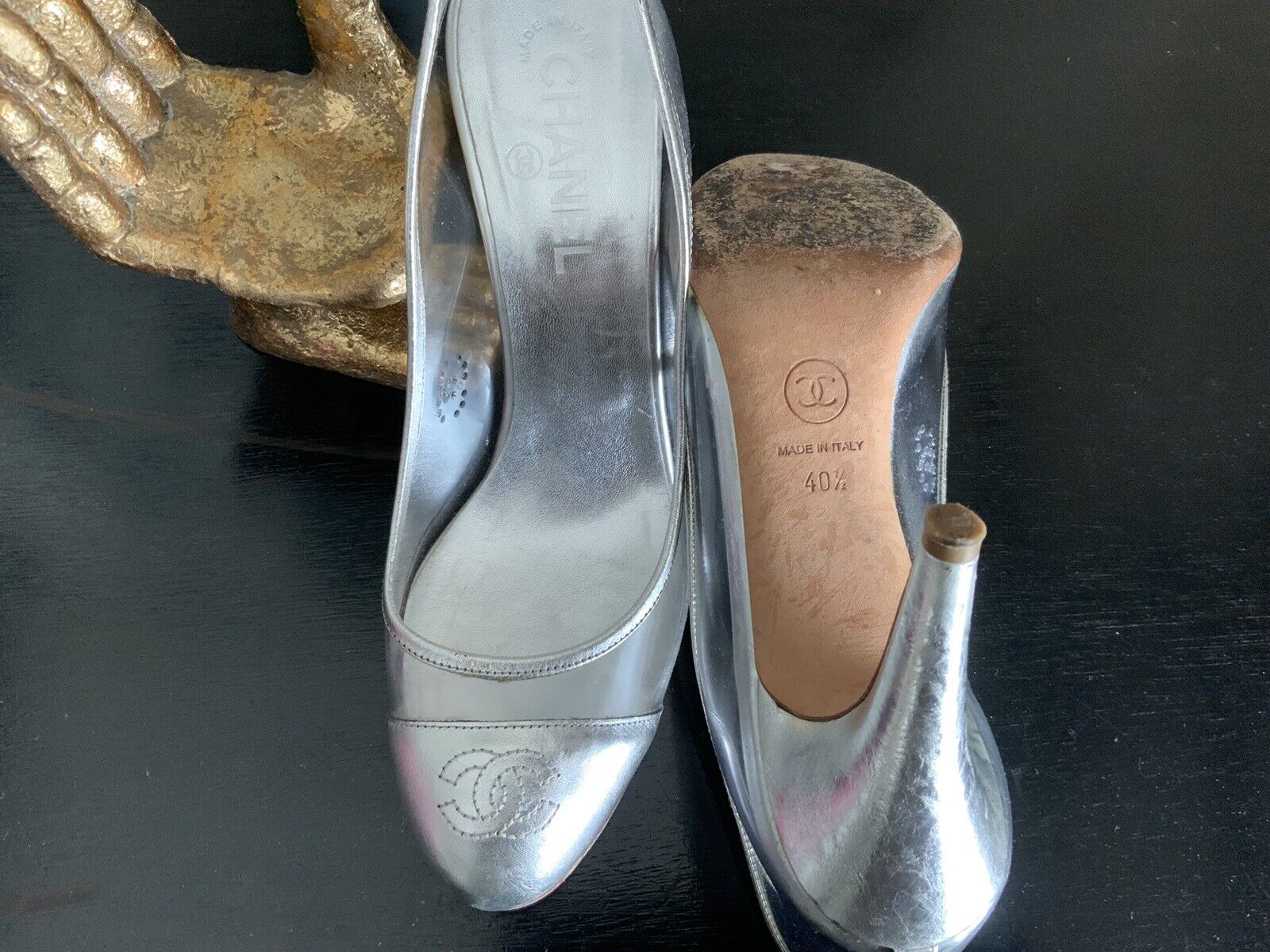chanel heels 40.5 Silver/clear - image 5