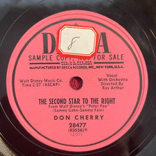 DECCA 28477 PROMO Don Cherry 78rpm The Second Star to the Right/How Long