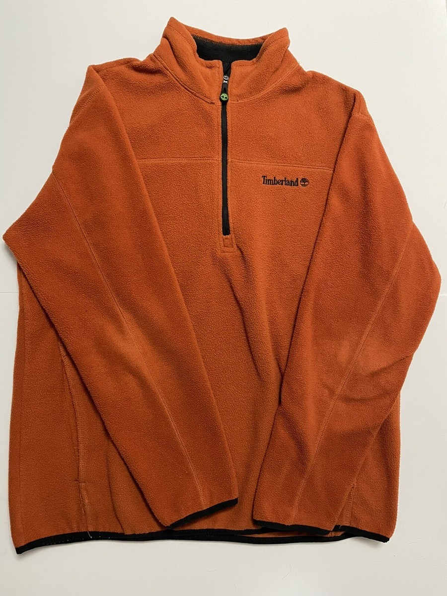 Timberland Orange Fleece Half Zip Outdoor Jacket Mens L Pullover