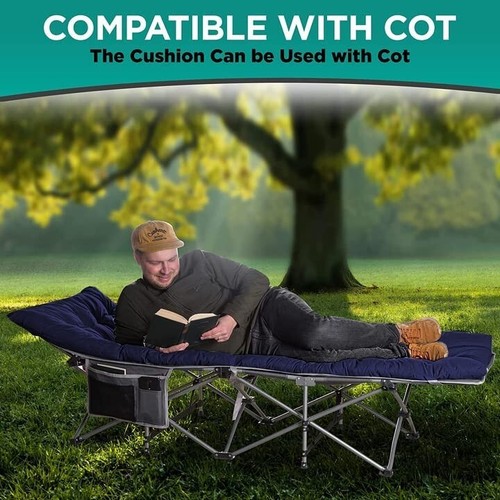 Camping Cot Mattress Pad Cushion Thick Comfort Cotton Filled Sleeping Pad-Blue - Picture 4 of 6