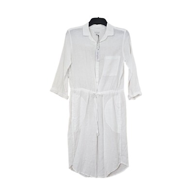 Samt Graham & Spencer Damen Kleid Weiß Small Gewebt Leinen Knielang
