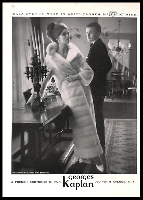 1964 Georges Kaplan Fur Vintage PRINT AD Luxury Fashion Elegance