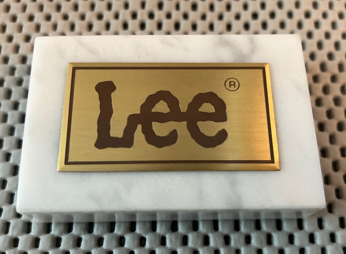 Vtg Lee Jeans Co Plated Emblem Italian Carrara Marble Paperweight Kandoo  Line