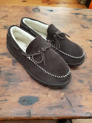 EDDIE BAUER Mens XL 11 Brown Suede Leather Mocs Moccasins