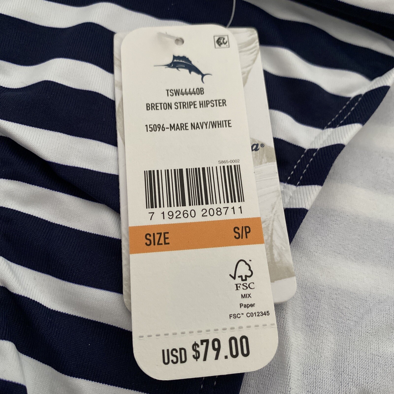 NWT Tommy Bahama Breton Striped Hipster Bikini Swim Bottom Multi Size S