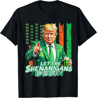 Let The Shenanigans Begin Trump St Patrick's Day T-Shirt Size S-5XL