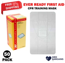 50PCS Ever Ready First Aid Latex Free CPR Training Practice Manikin Face Shields