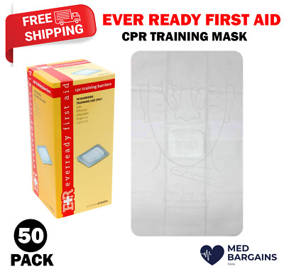 50PCS Ever Ready First Aid Latex Free CPR Training Practice Manikin Face Shields