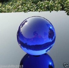 Asian Rare Natural Quartz Blue Magic Crystal Healing Ball Sphere 40mm  Stand
