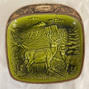 Treasure Craft California Ceramic Ash Trinket Tray Souvenir Green. 9" USA