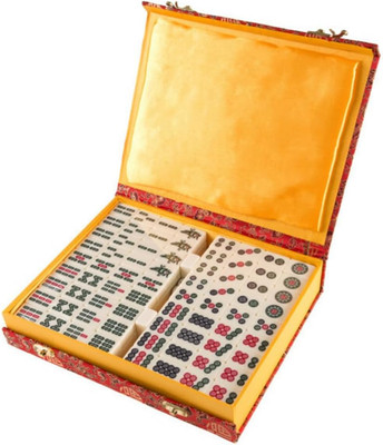 Chinese Mahjong Set with Ornate Storage Case - Traditional Mahjong Tile Game wit