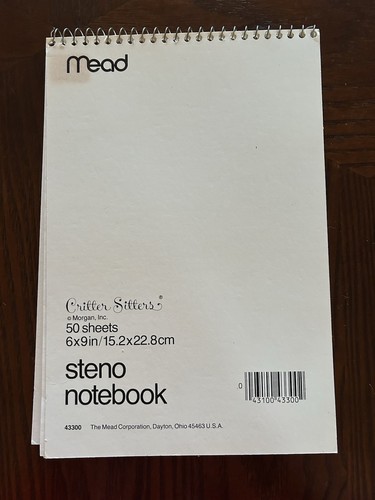 Vintage 1980s Critter Sitters Steno Notebook By Mead Cat Take The Byte Out 6x9 - Picture 2 of 3