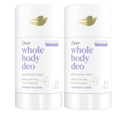 2pk Dove Whole Body Deodorant Odor Control Aluminum Free Coconut Vanilla 2.6oz