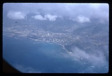 SL27 Slide 1974 Hawaii  Aerial View Honolulu Waikiki Beach 376a