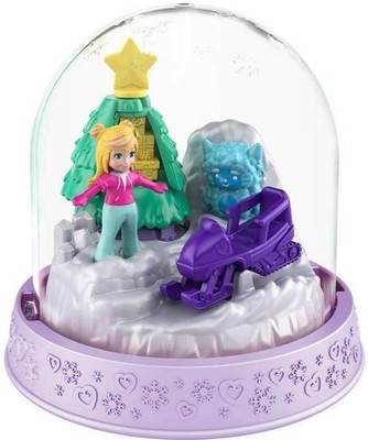 Mattel Polly Pocket Snow Scene Snowmobile Ornament Mini Playset