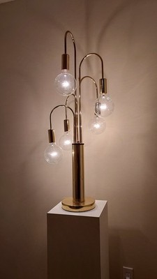 Mid Century Modern Brass Waterfall 5 Arm Lamp Robert Sonneman Style with Bulbs