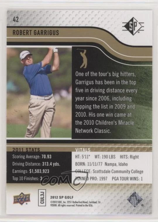 2012 SP Retail Robert Garrigus #42 Rookie RC - Image 2 of 2