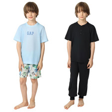 NEW Gap Youth Pajama Set Black Multicolor 4-Piece Tops Bottoms Sports, Size 10