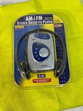 New Lenoxx Sound 1129 AM/FM Stereo Cassette Player W/Headphones Belt Clip