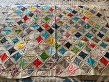 Vintage Small Cathedral Window 32 X 40" Handmade Quilt