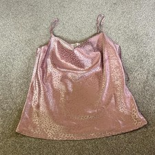 Pink Silky Cowl Neck Animal Print Cam Top S