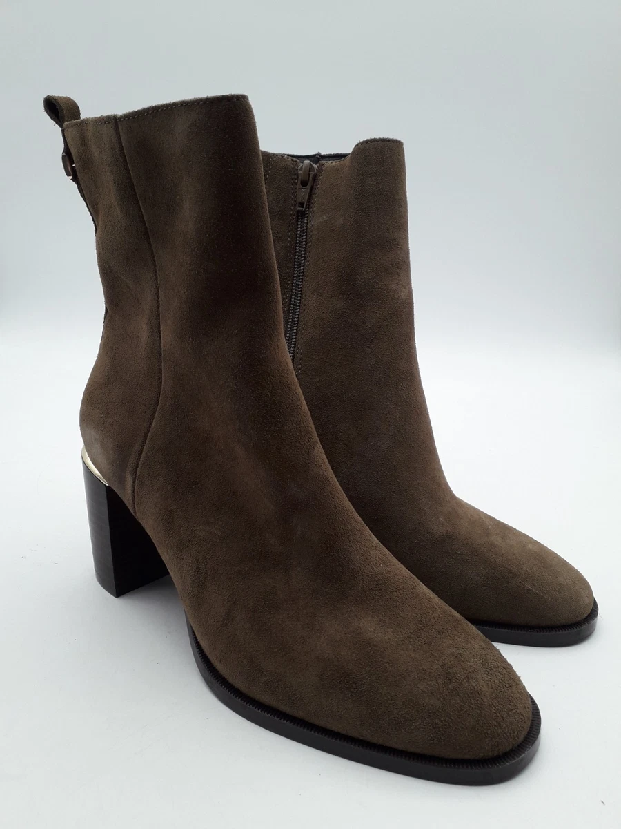 Bottines Marks & Spencer En Daim Rouge – Talon Bloc – Double Fermeture éclair – Taille UK 6 (39 EU)