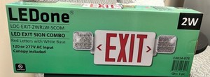 LEDone LED Exit Sign Combo  LOC-Exit-2WRLW-SCOM Red Letter White Base EX014-873