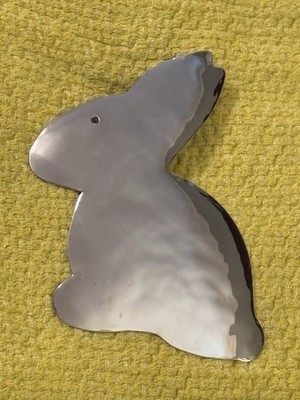 Rabbit Scarf Ring Or Pendant Bunny Silver Tone Vintage 4  X 3.75  Large 1990 s