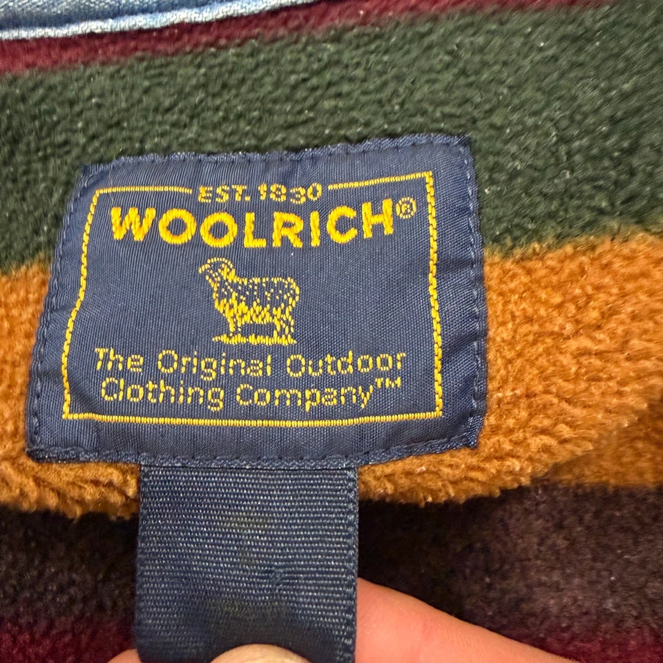 Vintage Woolrich Blanket Lined Denim Shacket Large Jean Shirt Jacket Fleece - Image 4 of 4