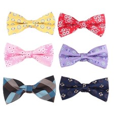 Adjustable Pre-tied bow ties for Men Boys 6 PACKS Bowtie Set Wedding Gifts