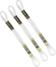 - Set Di 3 Matassine Mouliné Spécial 117MC BIANCO - Filo Da Ricamo 100% Cotone -