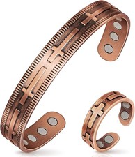 Pulsera Magnetica De Cobre Puro V i Diseno De Cruz Y Herramienta De Lujo