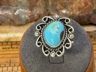 Vintage Native Navajo Sterling Silver Turquoise Flower Ring sz 7.5--1200.26