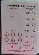 Decals Warhammer 40K Transfers OOP Sheet 1 Ultramarines Bike Squadron