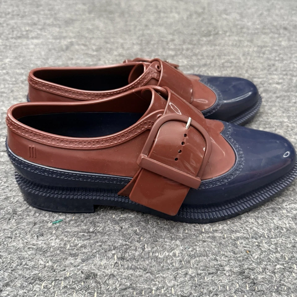 Melissa Brogue Zapatos Especiales Mujer 9 Mocasines Hebilla Jalea Plástico Academia Preppy Foto 2 de 4