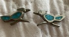 Vintage Native American Zuni Silver Turquoise Roadrunner Mini Stud Earrings — photo 2