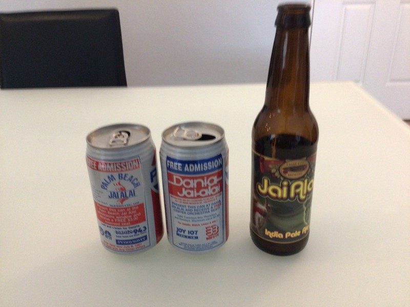 VINTAGE WEST PALM BEACH, DANIA JAI-ALAI PEPSI CANS/ JAI ALAI BEER BOTTLE