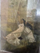 Raja Ravi Verma Oleograph Mohini Vintage Antique Rare Large 24 x 36 Inch
