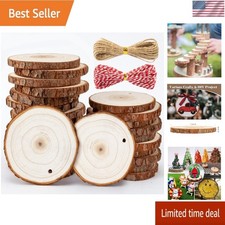 20PCS Unfinished Natural Wood Slices 2.7-3.1 Inches with Holes for DIY Crafts