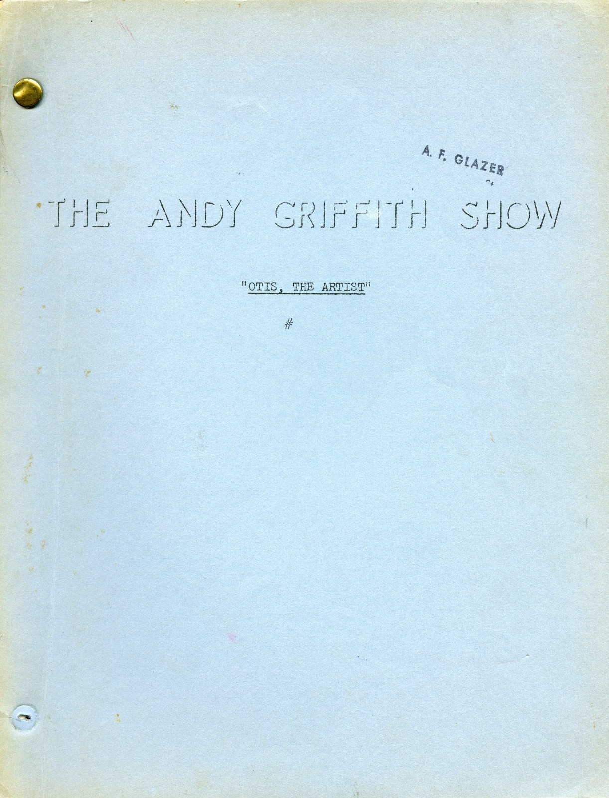 Andy Griffith Show Original Script Otis the Artist Hal Smith Otis Campbell 1966